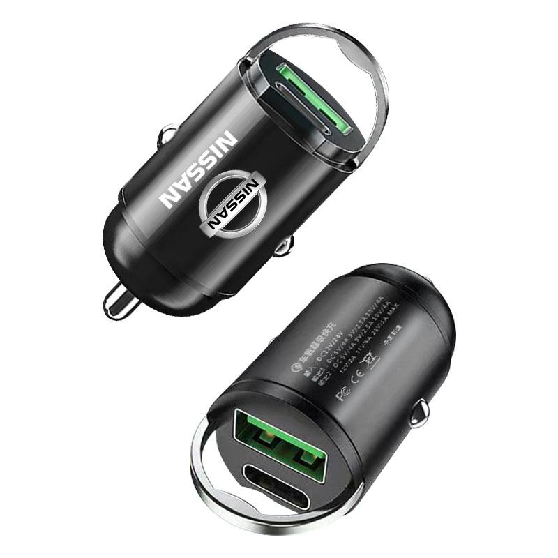 1Pcs Car Charger USB Type-C Fast Charging Adapter Car Accessories For Nissan Nismo Almera Tiida Juke Teana Qashqai 350Z 370Z GTR
