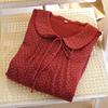 2026 New Spring and Autumn Women's Sleeping Skirt 100%Cotton Crepe Red Large Size Long Sleeve Home Sleeping Skirt Princess Skirt