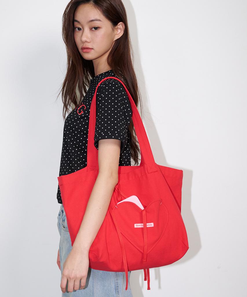 Opening Sunshine Heart Pocket Big Eco Bag Red