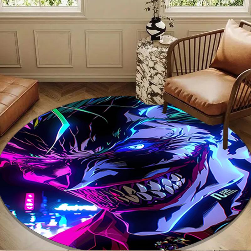 The Clown's Fiery Rise Round Rug for Livingroom,Bedroom, Palyroom, Chair Rug, Area Rug, Circle Carpet, Large Size Decor Fan Christmas Gift