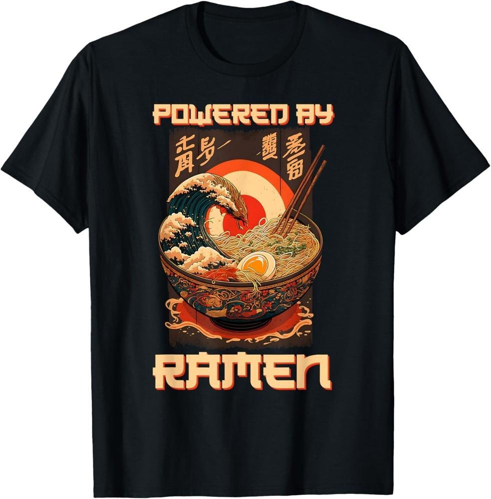 

Funny Powered By Japanese Ramen Noodle Aesthetic Art Gift Unisex T-Shirt 4XL