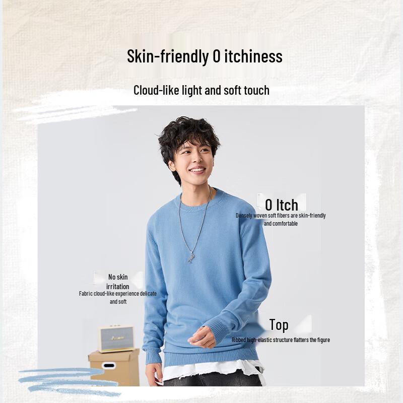 Jeanswest Men's American Style Letter Print Round Neck Sweater