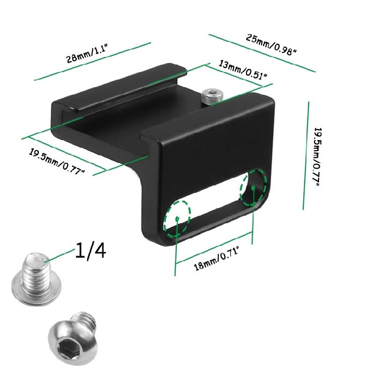Camera Cold Shoe Mount Adapter 90 Degree Angled for DSLR Attach To Side Cage