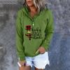 Women  Winter Casual Christmas Fashion Print Hooded Button Sweatshirt