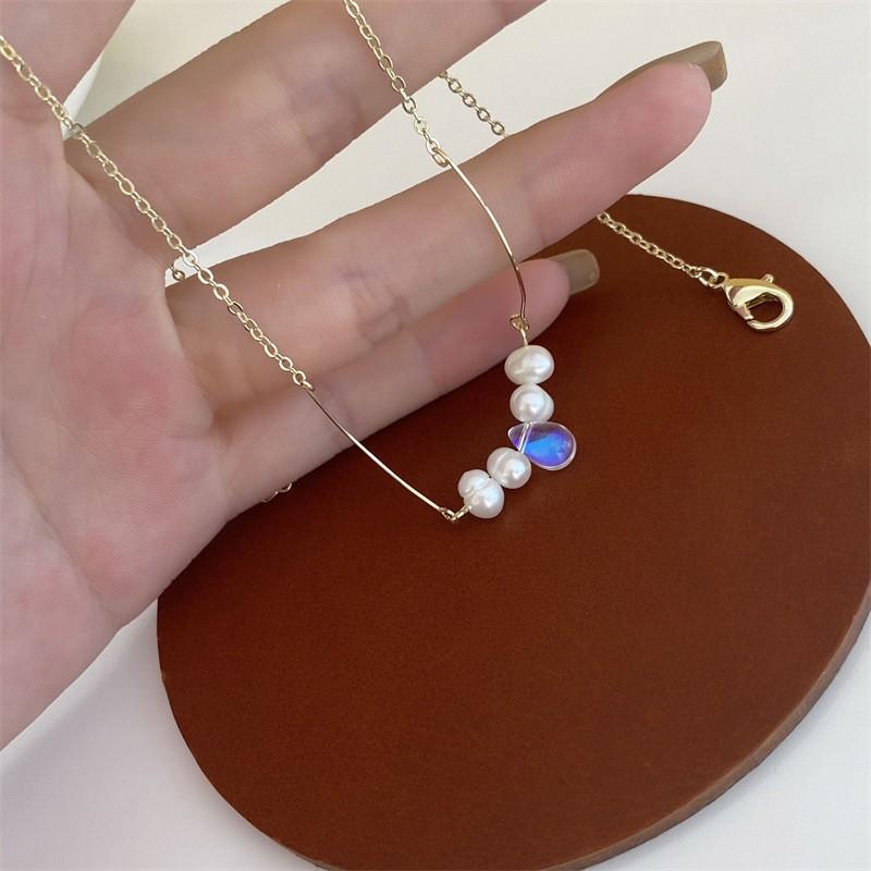 Transparent Fishline Diamond Pendant for Women, Invisible Necklace with Large Drop-shaped Zircon, Clasp Chain for Collarbone, Mermaid Tear Necklace