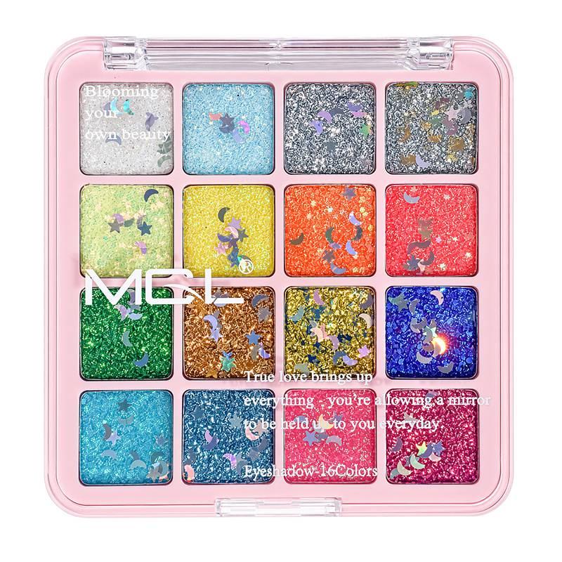 16-Color Mermaid Glitter Eyeshadow Palette – Pearlescent, Sparkling, Gel-Based for Stage & Performance Makeup
