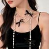 Elegant Multi Layered Pearl Ribbon Bow Layered Tassel Necklace Niche Sweet Drape Neck Chain Trendy Necklace Jewelry Accessories