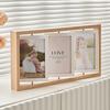 Wooden Photo Frame, Large/KG Size, Double-Sided, Triple Panel, Rotatable, Perfect for Multiple Photos (10*15cm), Woodgrain Finish, Nordic Style, Displ