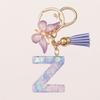 A-Z Letters Keychain Pendant Purple Butterfly Letter Keychain For Girls Women Exquisite Backpack Decoration Accessories Gifts