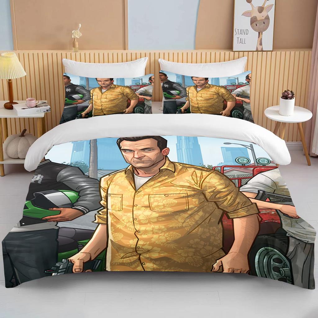 10 Größen 3D Spiel GTA V Bettwäsche-Set Cartoon Bettbezüge Grand Theft Auto Bettwäsche Bettzeug mit Kissenbezug Dropshipping