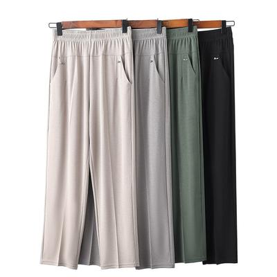 Summer Women Pants Thin High Waiste Elastic Loose Straight Pants Female Casual Trousers