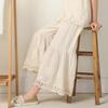 Summer Ankle-length Boot Cut Pants Mori Vintage Cotton Elastic Waist Solid Color Loose Lace Women Pants