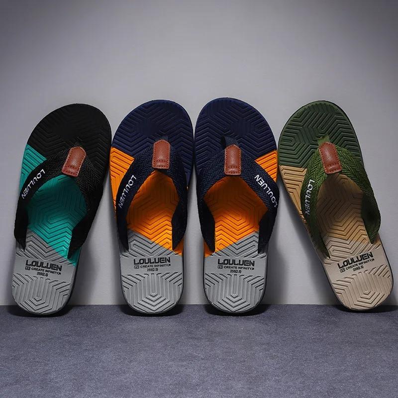 

Men Flip Flops Slides 2025 Trend Summer Anti-skid Man Slippers Outdoor Light Casual Beach Male Sandals Household Slides for Men 39 чорний