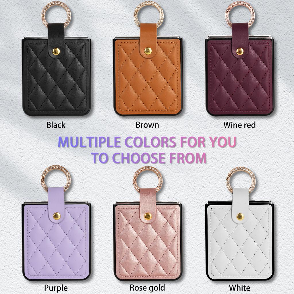 High Quality PU Leather Ring Holder Phone Case for Samsung Galaxy Z Flip 6 5 Flip6 Flip5 5G Protection Shockproof Cover