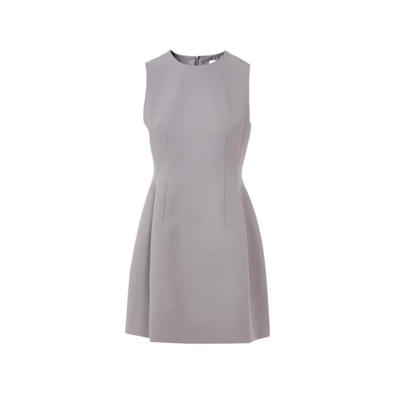 Elegant French Sleeveless Waist-Cinching Dress S