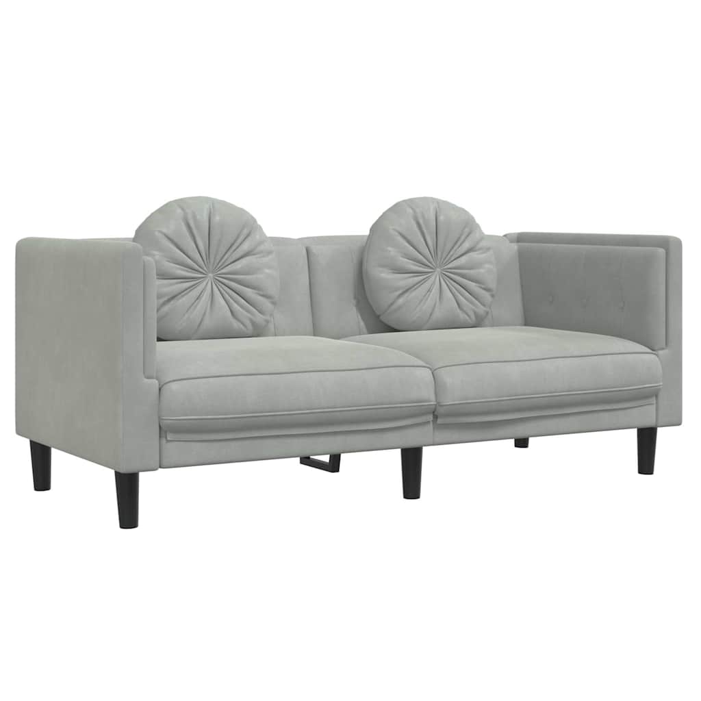 2 Seater Sofa with Cushions Light Grey Velvet