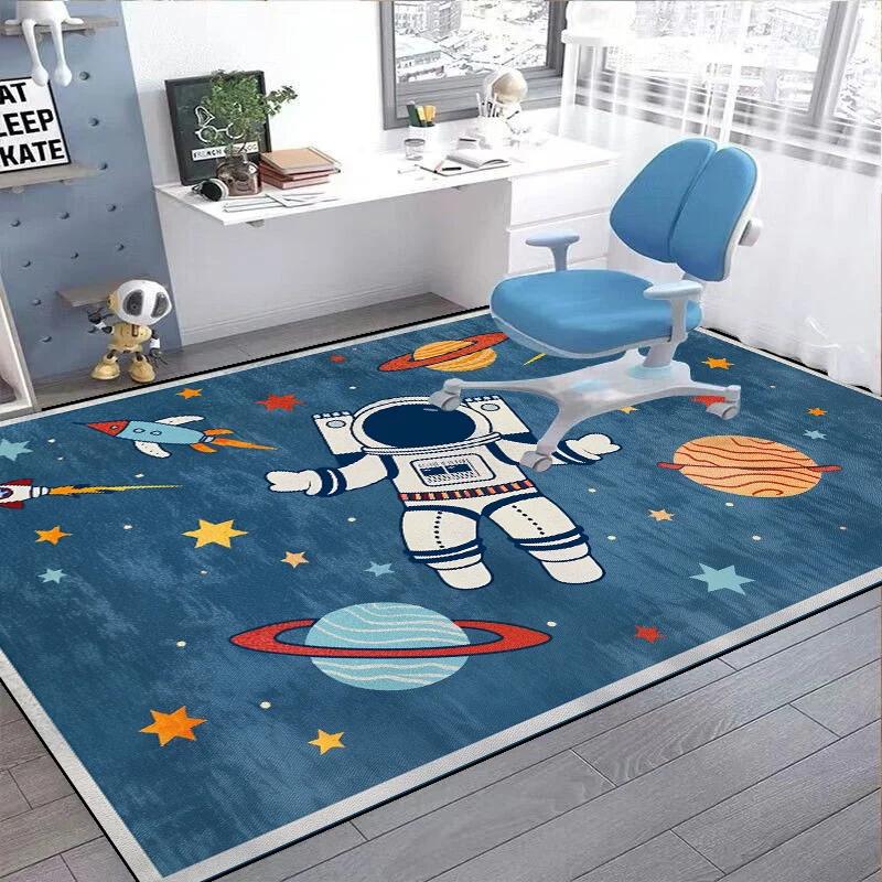 Tappeti Cartone Animato Astronauta Spaziale per Soggiorno Camera dei Bambini Tappetino da Gioco Lavabile Antiscivolo Tappeti per Camera da Letto Bambini Guardaroba