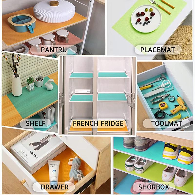 3 Stück Kühlschrank Wasserdichte Matten Rutschfest Zuschneidbar Kühlschrankregaleinlage Waschbare Kühlschrankuntersetzer Matte Schublade Tischsets
