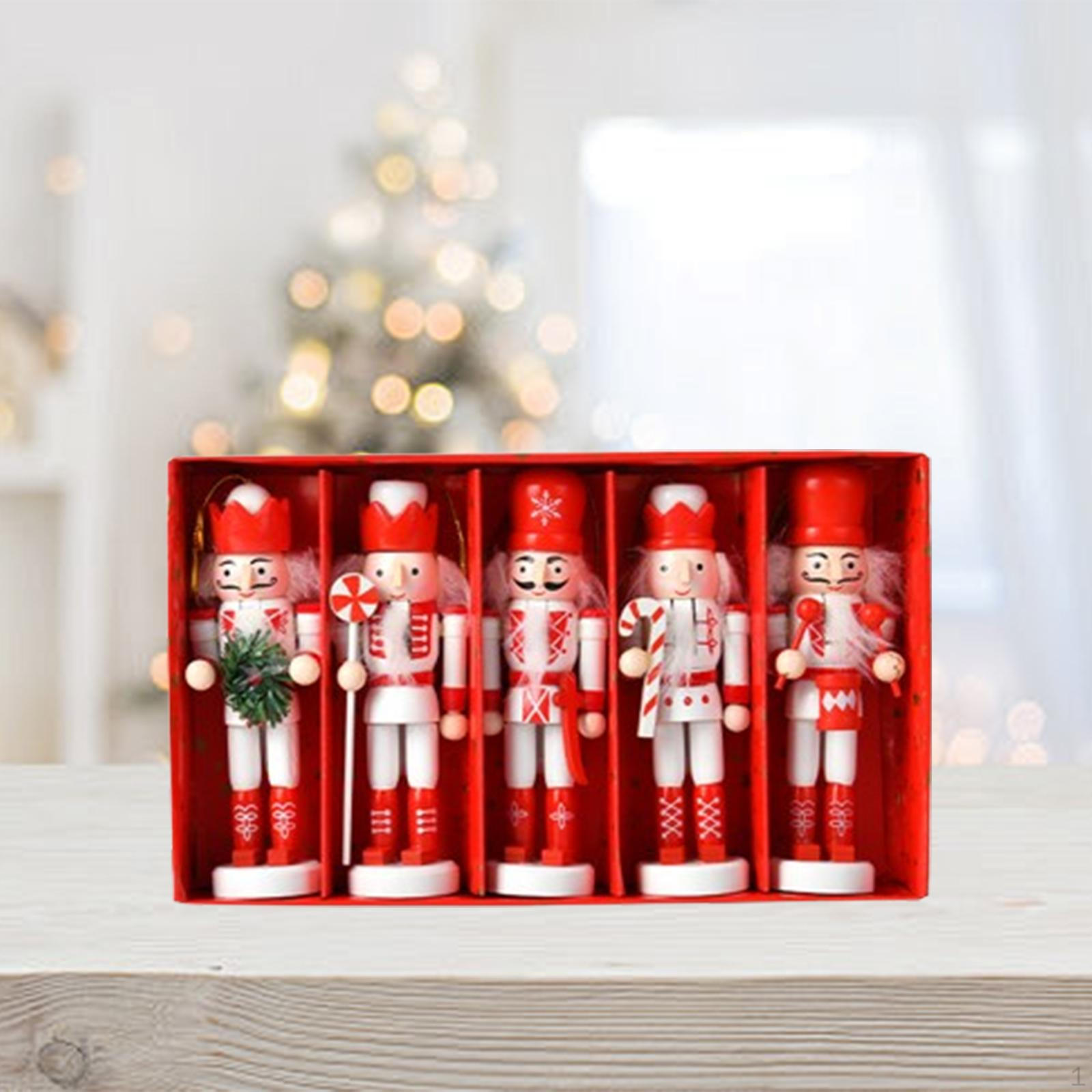 

5 шт. Деревянные фигурки Щелкунчика, рождественские подвесные украшения, украшение на Рождество красный