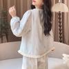 2026 Women's Double Long Cloud Cotton Pajama Set, Spring/Autumn Cardigan Style with Lace, Sweet Solid Color Home Wear