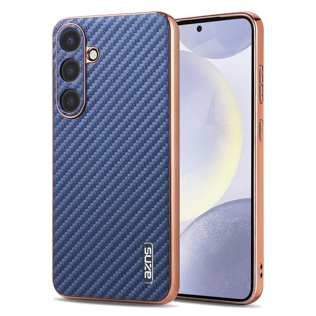 AZNS For Samsung Galaxy S26+ Case Electroplating Carbon Fiber Texture PU + TPU Phone Cover