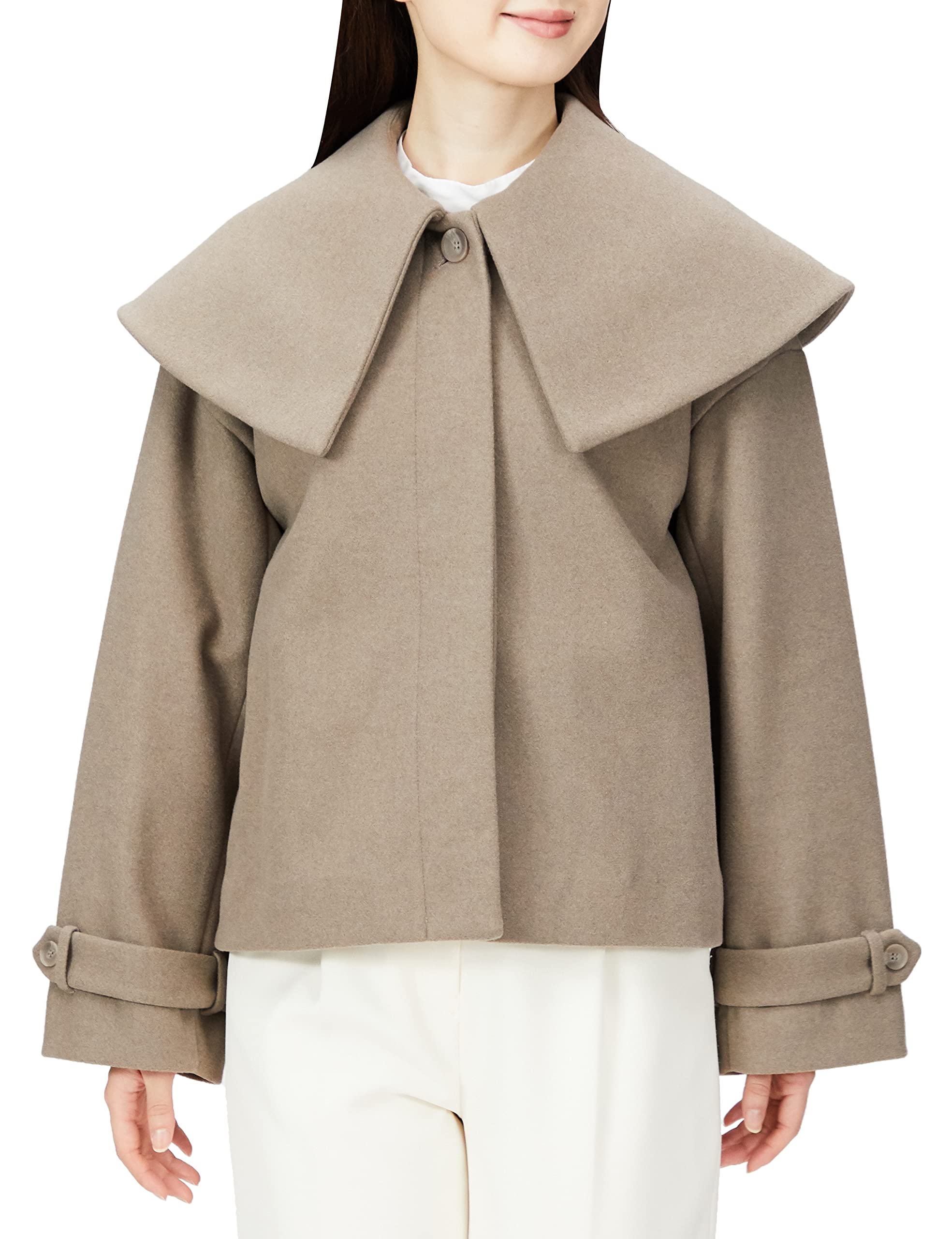 

Natural Beauty Basic Big Collar Short Size M Women s Coat, Mocha,