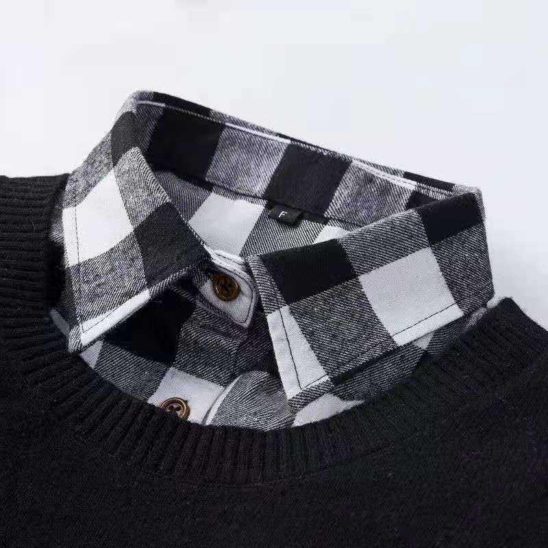 Červený károvaný odnímatelný límec pro dětské svetry a mikiny