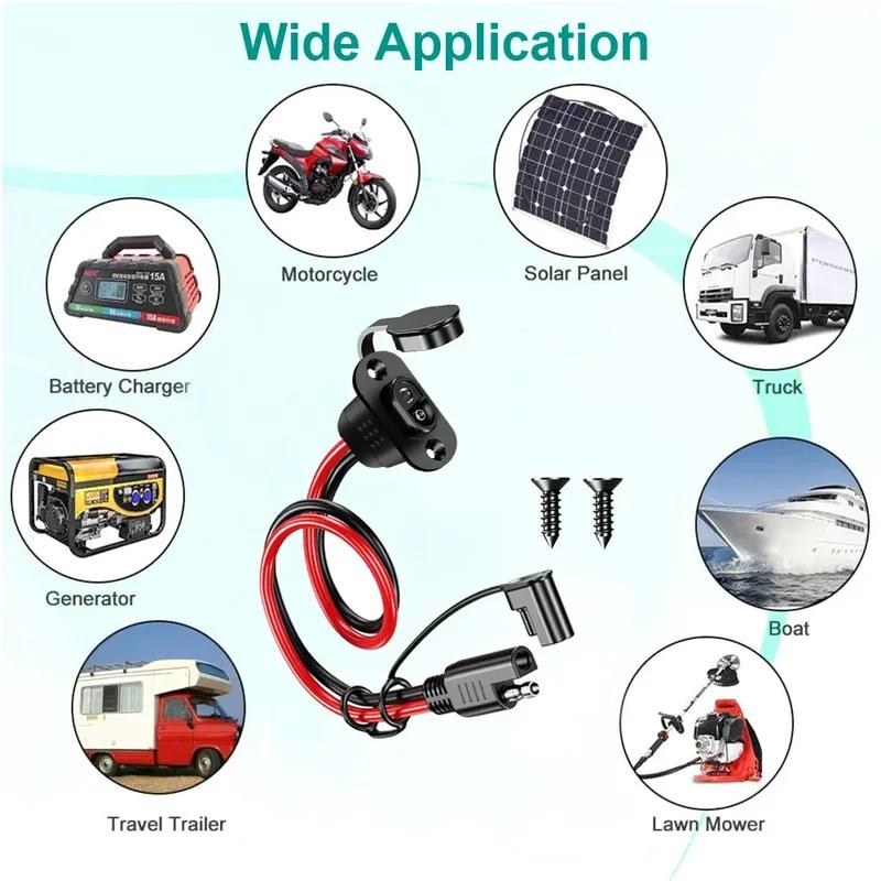 12/18AWG SAE Quick Connector Harness Waterproof SAE Extension Cord Sidewall Port for Solar Panel Generator Battery Charger