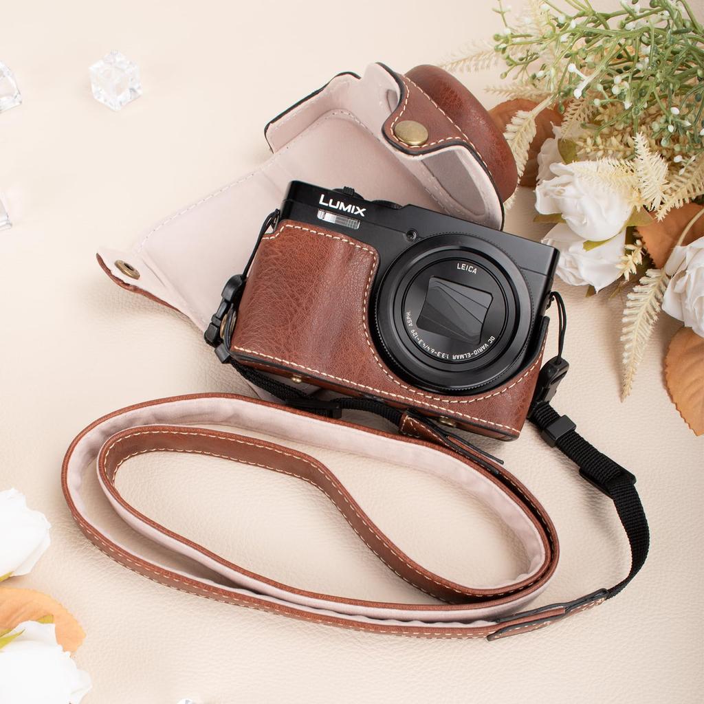 kinokoo tz99 Case for Panasonic Lumix Digital PU Leather Protective Camera Bag for Lumix Detachable Flip Case Cover with Adjustable Shoulder Strap