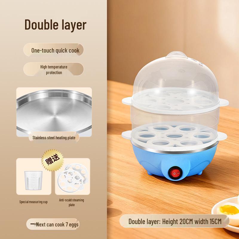 1-Person Multifunctional Egg Cooker with Auto Power Off & Anti-Dry Burn