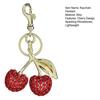Keychain Pendant Rhinestone Cherry Inlaid Chain with Shape Key Alloy Lobster Clasp