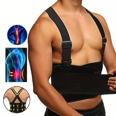 Ceinture de soutien lombaire respirante avec bretelles Corset lombaire Corset dorsal robuste Entraînement en salle de sport