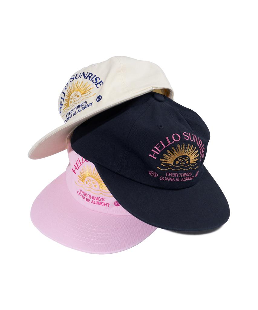 HELLO SUNRISE Washed Two Tone Arch Logo 6Panel Cap_Pink