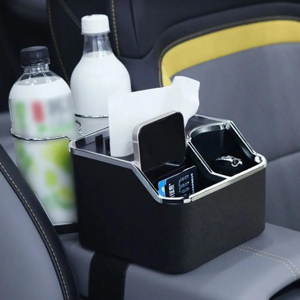 Faltbare Auto-Armlehnen-Aufbewahrungsbox mit Getränkehalter, Handyhalter, wasserdichtem Taschentuchhalter, abnehmbar, große Kapazität