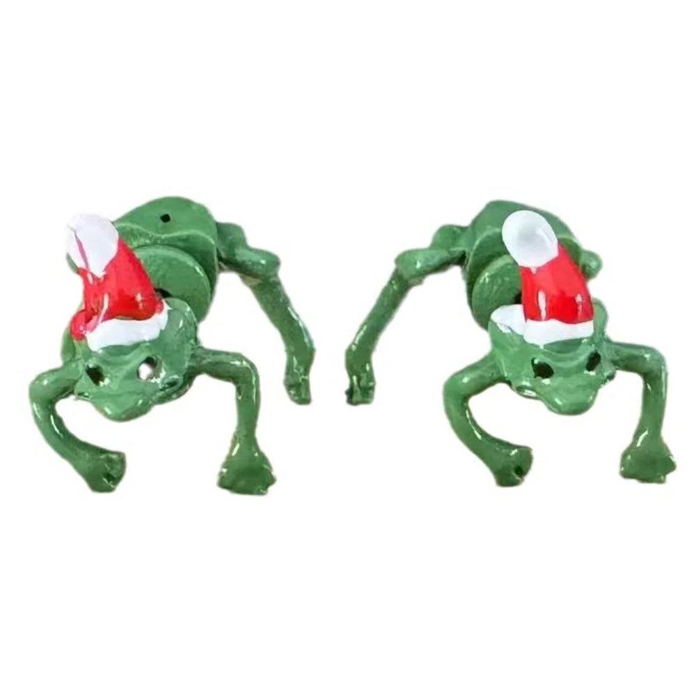 Santa Hat Frog Earrings Waterproof Hip Hop Ear Studs New Rock Ear Decoration  Party