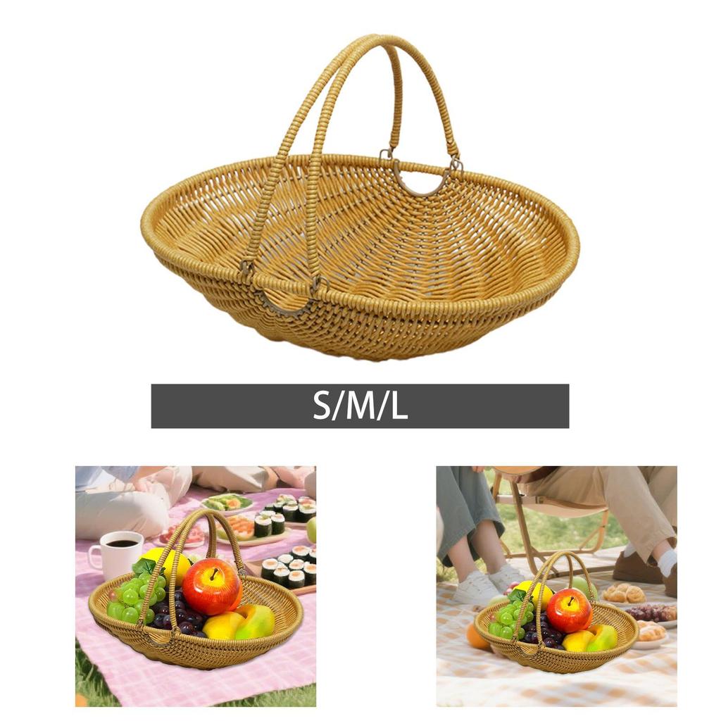 PP Gewebter Picknickkorb für Lebensmittel und Obst, Robust und Leicht für Strand, Park, Hinterhof
