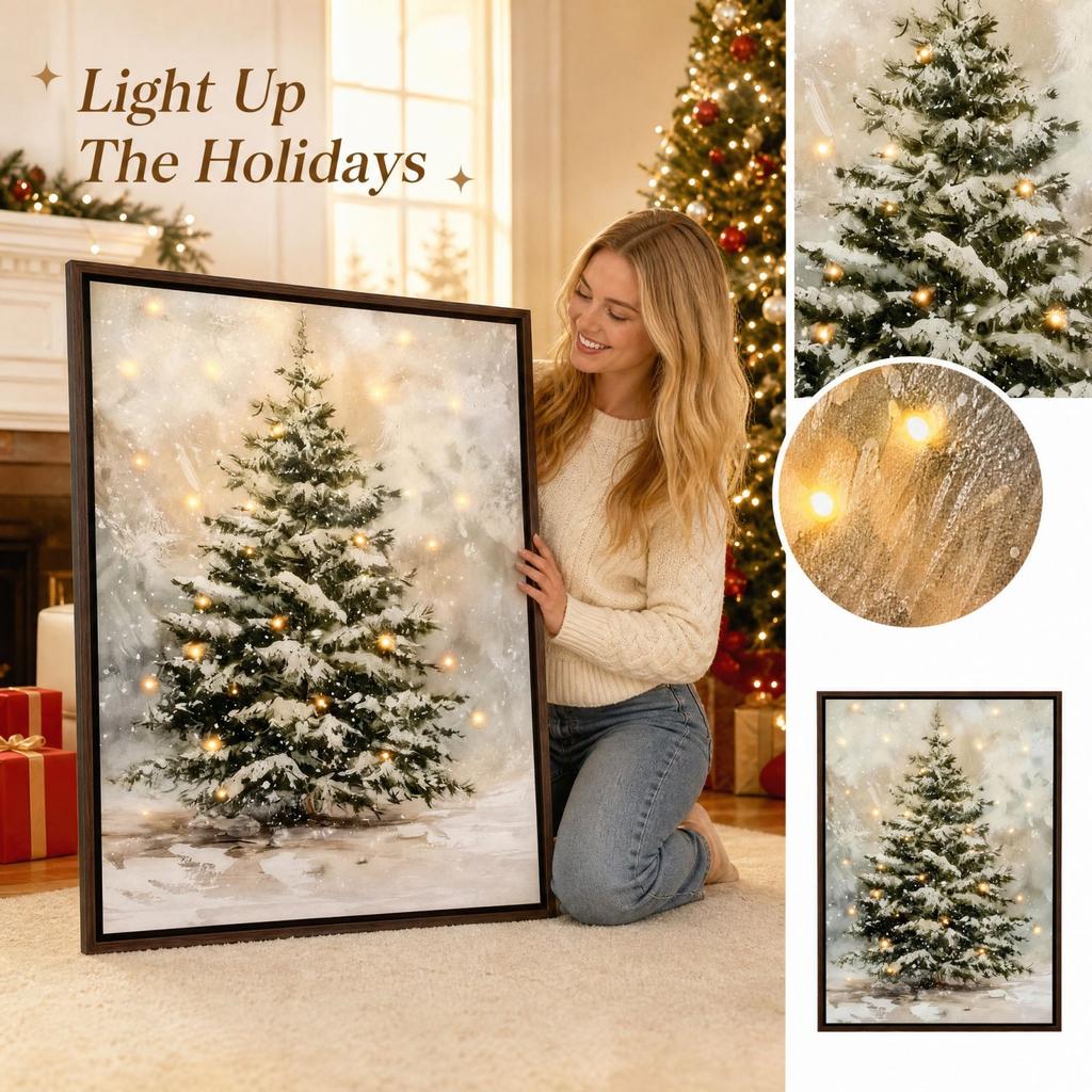 Christmas Door with Lights for Family Party Photo, Festive Home Decor
