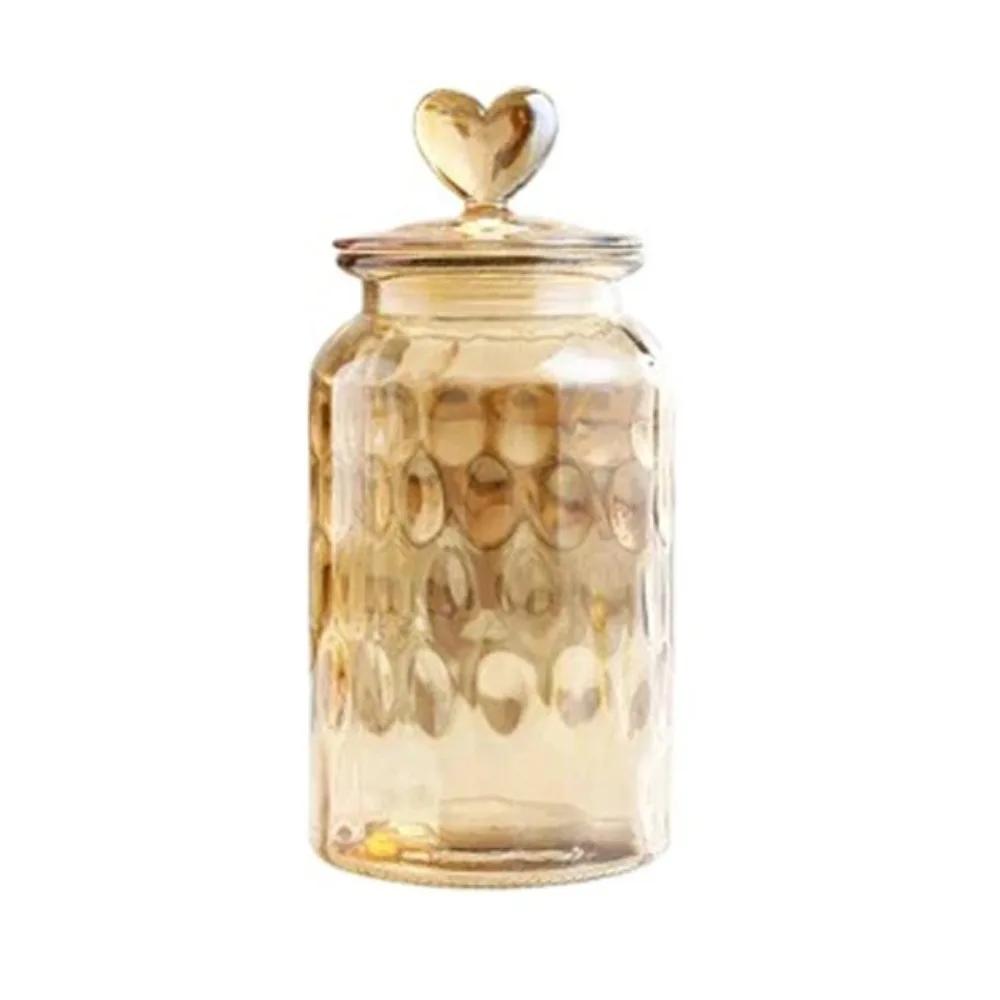 Modern Transparent Glass Sealed Jar with Shape Lid Exquisite Pickle Jug Large Capacity Grain Storage Bottle Kitchen