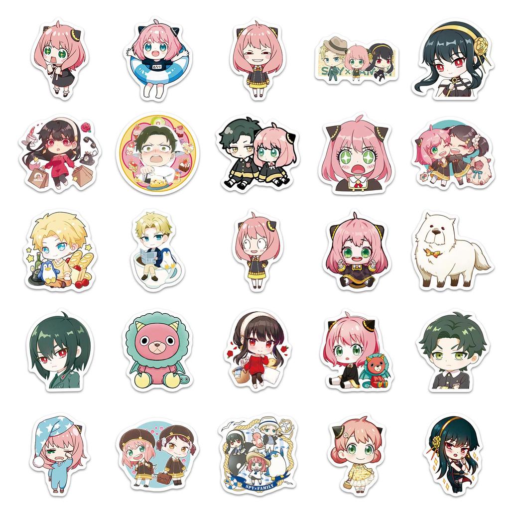 50 Pcs Spy x Family Cute Japanese Anime Stickers for Fridge, Laptop, Guitar, DIY