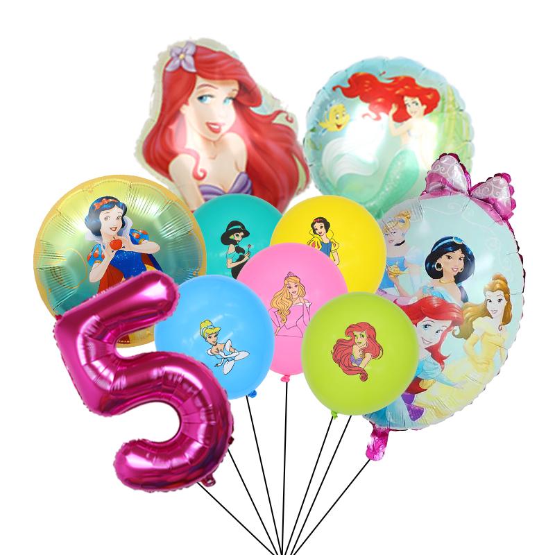 

10pcs Princess Foil Balloons Set 18Inch Princess Helium Glob Baby Shower Princess Themed Girls Kids Birthday Party Decorations 32inch