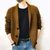 Men Sweater Cardigan Lapel Slim Leisure Single Breasted Solid Color Casual Cardigan for