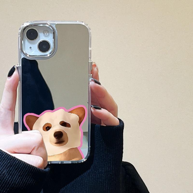 [Mask Puppy] Mirror Surface Is Suitable for iPhone17 Mobile Phone Case 16pro Electroplating Buttons Apple 15 All-inclusive 14