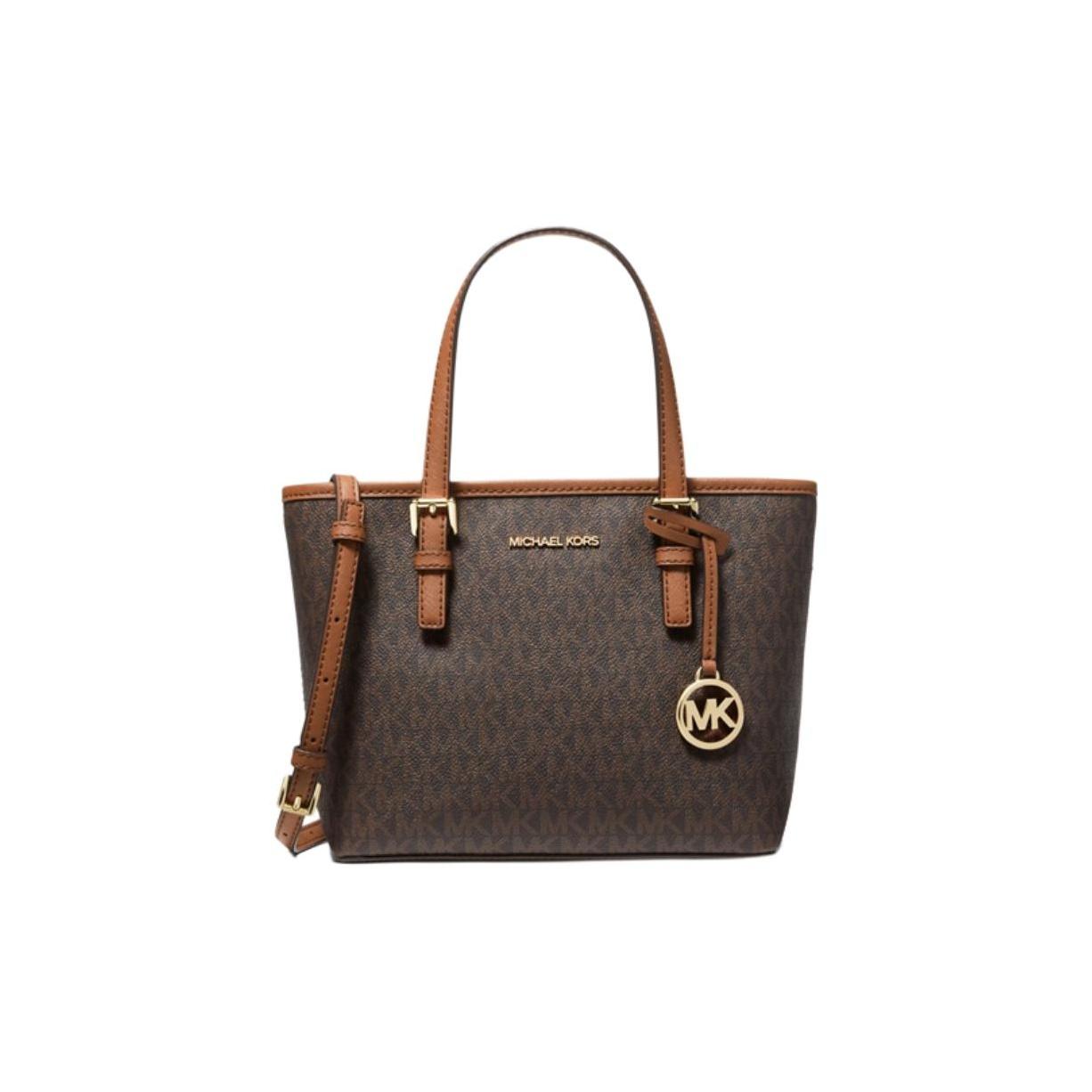 

Michael Kors MK Jet Set Monogram Color Block Logo Leather Tote Bag Women Tote Bags Acorn-Brown 35T9GTVT0B-200 Shopping Bag Set(Basic Set+Shopping Bag)