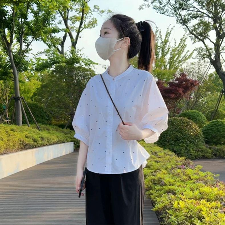 

Chic Women s Loose Polka Dot Two-Piece Set: White Shirt & Trousers for Summer 2026. M [Recommended 40-50 kg]