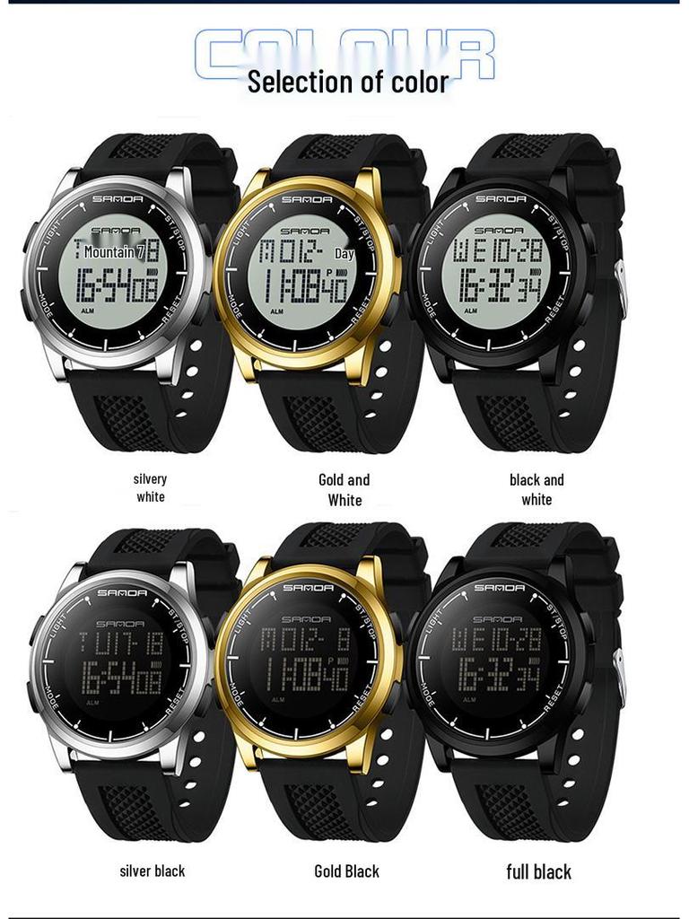 Sanda Luminous Men's Multifunctional Waterproof Digital Watch with Stopwatch and Alarm Clock  