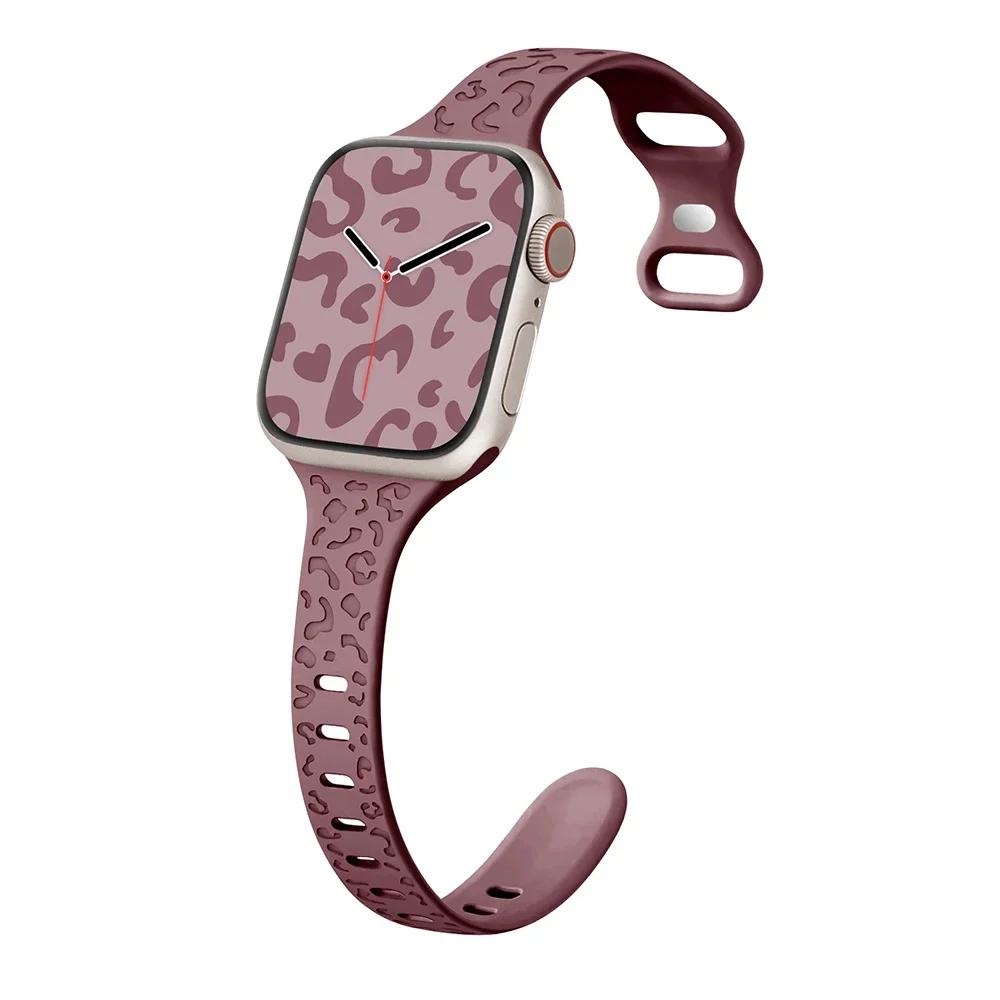 Wąski pasek do paska Apple Watch 40mm 41mm 42mm 38mm 49 44mm 45mm grawerowana silikonowa bransoletka Correa seria 8 7 6 9 5 4 3 SE Ultra