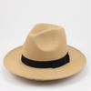 Mifelio Fedora Hats for Men Women Vintage Wide Hat with Belt Buckle Adjustable Outbacks Hats Classic Fedora Hat Khaki One Size