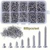 800pcs M2Countersunk Self-tapping Screw Carbon Steel Silver Cross Countersunk Head Self-Tapping Screw Set4-20mm