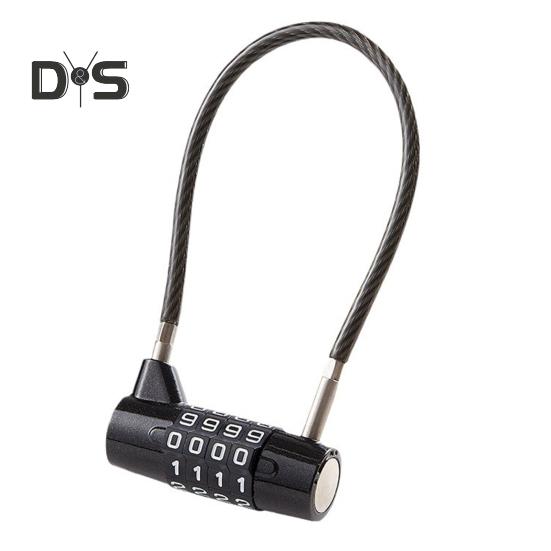 

Кодовый замок с 4 цифрами, тросовый защитный кодовый замок из цинкового сплава, многоцелевой замок для общежития, спортзала, шкафчика, багажа, противоугонный парольный замок 38cm