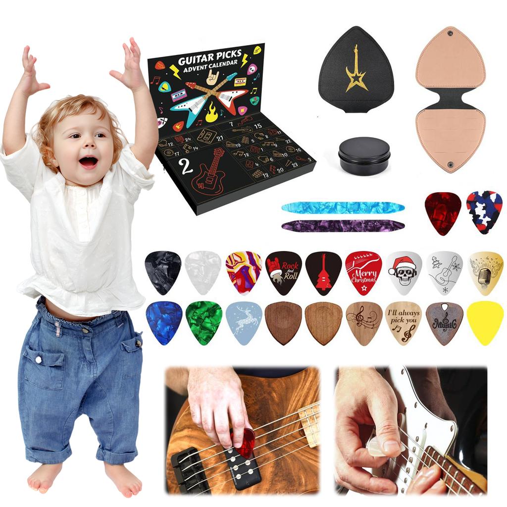 Guitar Picks Advent Calendar 2025 Xmas Countdown Calendar Holiday Countdown Calendar Xmas Gift for Guitar Bass Ukulele Players
